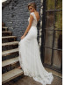 Cap Sleeves Ivory Glitter Sexy Wedding Dress